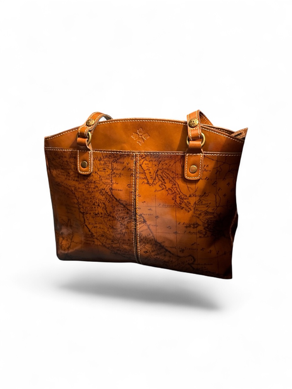 Patricia Nash Poppy Signature Vintage Map Tooled Leather Satchel - Picture 4 of 9